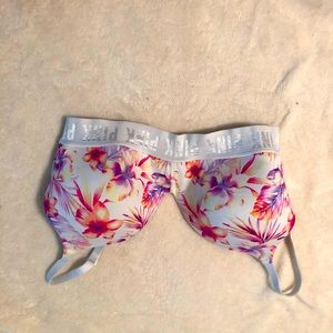 Pink 34D Wireless Floral Bra